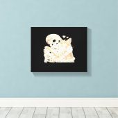 Skeletts Umarmung KatzenHalloween Katze Lover Katz Leinwanddruck (Insitu (Holzboden))