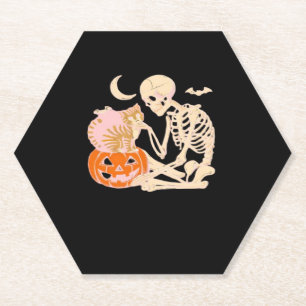 Skeletts Umarmung KatzenHalloween Katze Lover Katz Untersetzer