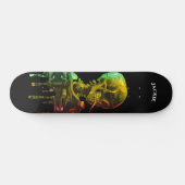 Skelettschädel mit brennender Zigarette Van Gogh Skateboard (Horizontal)