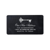 Skelettschlüssel | Rustikales Chalkboard Neue Adre Adressaufkleber (Vorne)