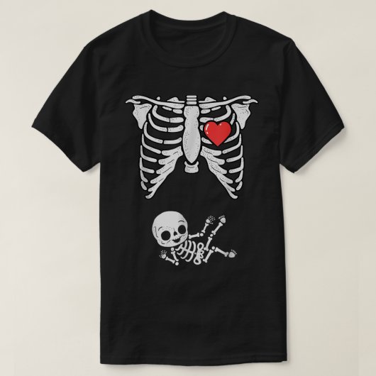 Skelettschwangerschaft Ankündigung von Xray Hallow T-Shirt (Design vorne)