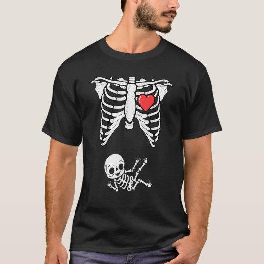 Skelettschwangerschaft Ankündigung von Xray Hallow T-Shirt (Vorderseite)