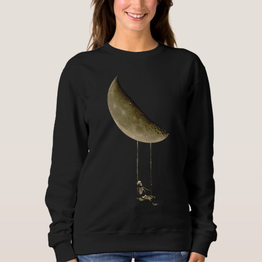 Skelettschwung auf dem Mond, Niedliches Halloween Sweatshirt (Vorderseite)