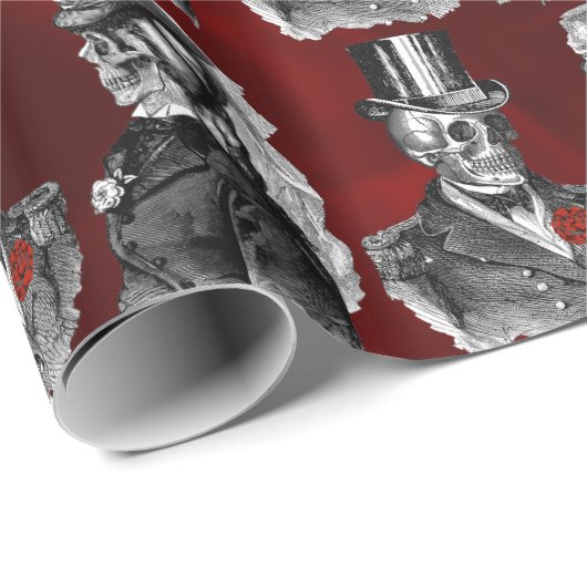 Skelettskulls Hochzeiten "Til Death Do us Part" Geschenkpapier (Rolleneckpunkt)
