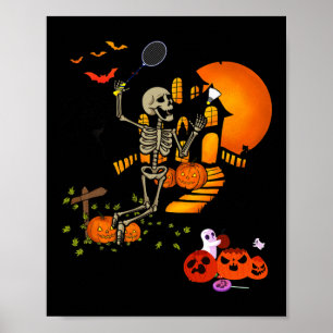 Skelettspielen Badminton Sport Beängstigend Hallow Poster