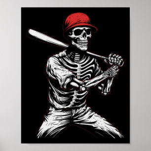 Skelettspieler Halloween Baseball Spieler 1 Poster