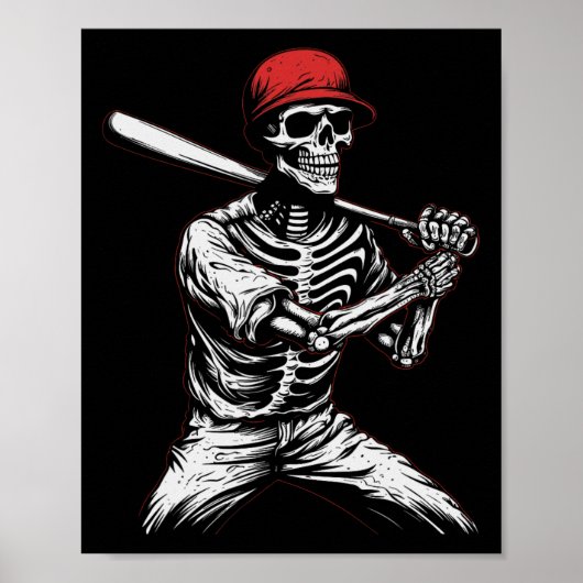 Skelettspieler Halloween Baseball Spieler 1 Poster (Vorne)