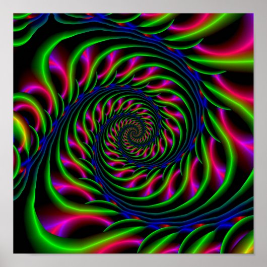 Skelettspirale in blau grün und rosa poster (Vorne)