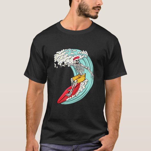 Skelettsurfbrett Surfbrett Surf T-Shirt (Vorderseite)