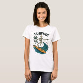 Skelettsurfen Retro Beach Wave Design T-Shirt (Vorne ganz)