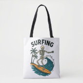 Skelettsurfen Retro Beach Wave Design Tasche (Vorderseite)