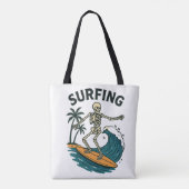 Skelettsurfen Retro Beach Wave Design Tasche (Rückseite)