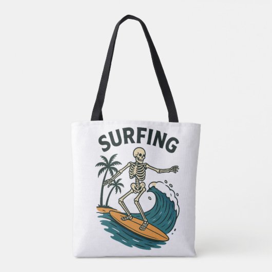 Skelettsurfen Retro Beach Wave Design Tasche (Rückseite)