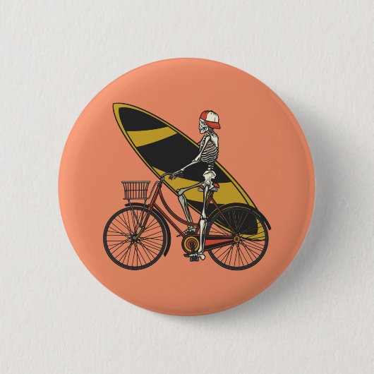 Skelettsurfer mit Surfbrett Button (Vorderseite)