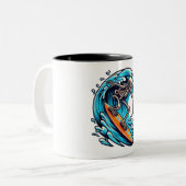 Skelettsurfing-Tasse Zweifarbige Tasse (Vorderseite Links)