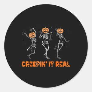 Skeletttanzen, das es echt Halloween Funny pur Runder Aufkleber