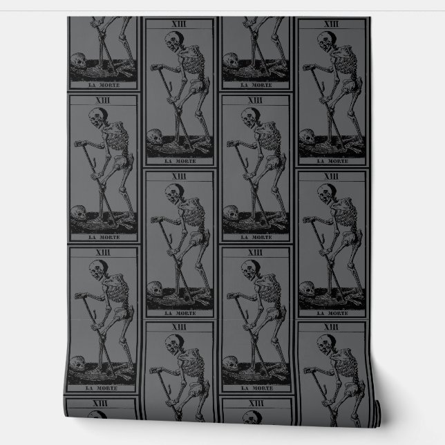 Skeletttapete - Gotische Dekoration - Grau - La Mo Tapete (Abrollen)