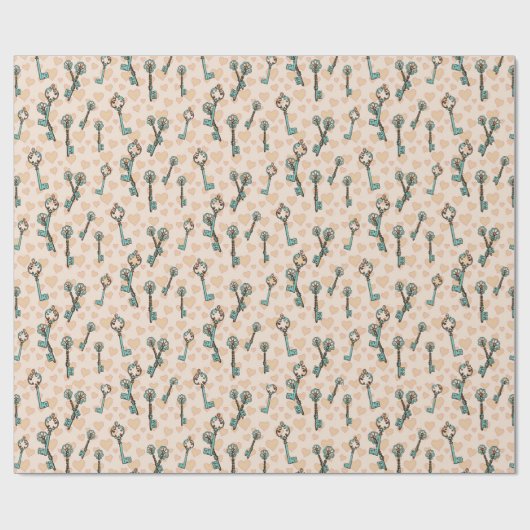 Skeletttasten mit Herz-Muster-Papier Geschenkpapier (Flach)