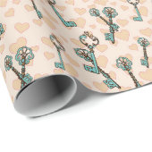 Skeletttasten mit Herz-Muster-Papier Geschenkpapier (Rolleneckpunkt)