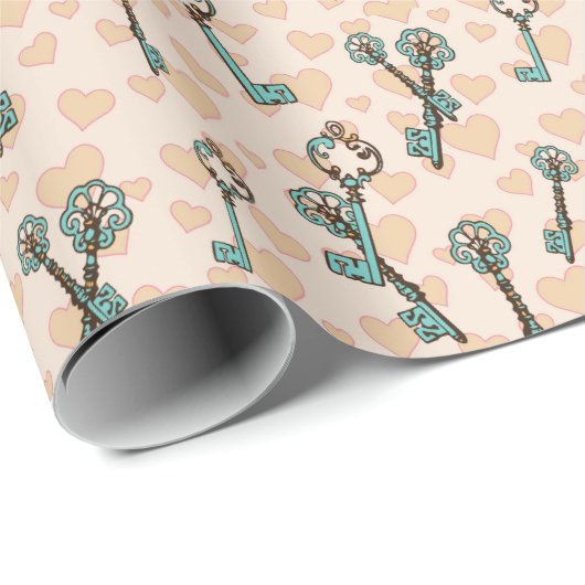 Skeletttasten mit Herz-Muster-Papier Geschenkpapier (Rolleneckpunkt)