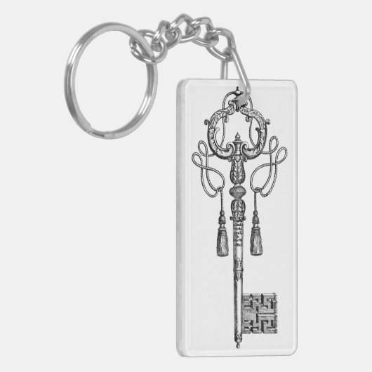 Skeletttasten Schwarz-Weiß-Eleganz Schlüsselanhänger (Vorderseite links)