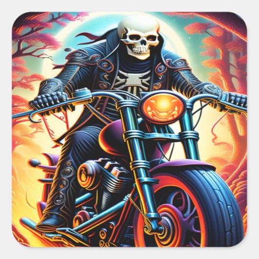 Skelettwandern durch die Feuerhöhle Quadratischer Aufkleber (Vorderseite)