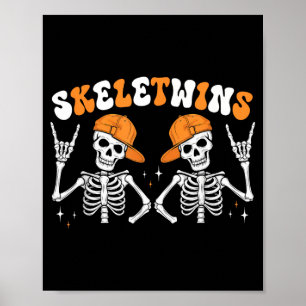 Skeletwins Halloween-Zwillinge Skelette Hut passen Poster