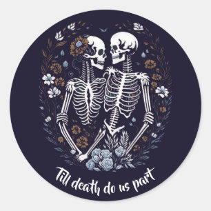 Skelton Liebende bis dass der Tod uns scheidet Runder Aufkleber