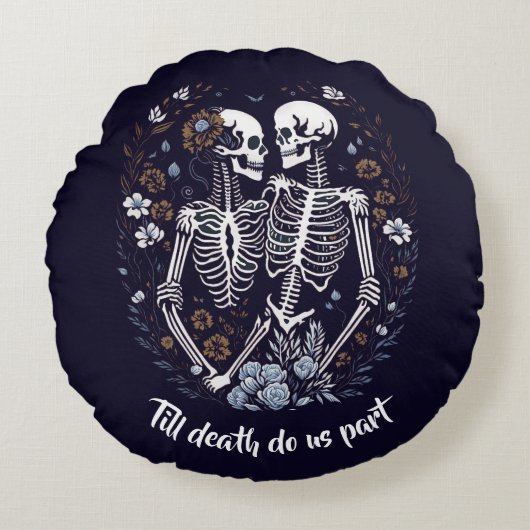 Skelton Lovers bis zum Tod, uns Teil Rundes Kissen (Vorderseite)