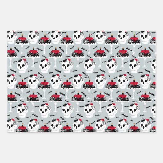 Skeltonen, Geister, Schlangen Design perfekt Hallo Geschenkpapier Set (Vorderseite 2)