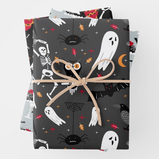 Skeltonen, Geister, Schlangen Design perfekt Hallo Geschenkpapier Set (Beispiel)