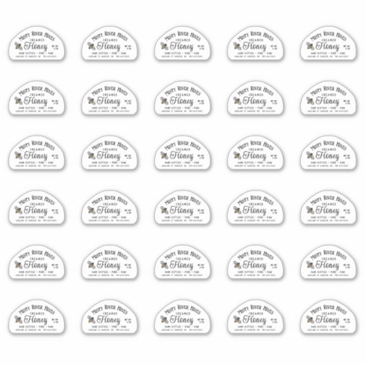 Skep Shaped Honey label for 3 oz Jar with Bee (Vorderseite)