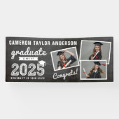 Sketch 2023 Chalkboard Sketch 3 Foto Collage Grad  Banner (Horizontal)