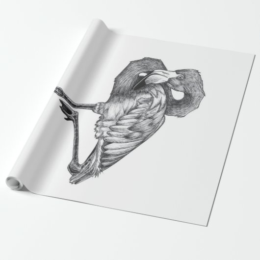 Sketch American BW Flamingo | Funny Flaming Geschenkpapier (Ungerollt)