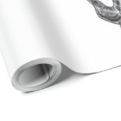 Sketch American BW Flamingo | Funny Flaming Geschenkpapier (Rolleneckpunkt)