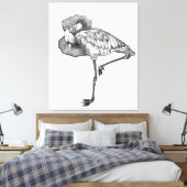 Sketch American BW Flamingo | Funny Flaming Leinwanddruck (Insitu (Schlafzimmer))