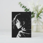 Sketch Anime Manga Girl Postkarte (Stehend Vorderseite)