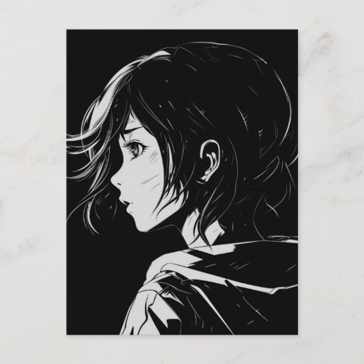 Sketch Anime Manga Girl Postkarte (Vorderseite)