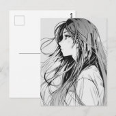 Sketch Anime Manga Girl Postkarte (Vorne/Hinten)