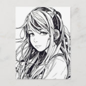 Sketch Anime Manga Girl Postkarte (Vorderseite)