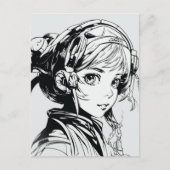 Sketch Anime Manga Girl Postkarte (Vorderseite)