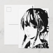 Sketch Anime Manga Girl Postkarte (Vorne/Hinten)