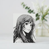 Sketch Anime Manga Girl Postkarte (Stehend Vorderseite)