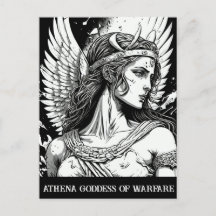 Sketch Art Athena Goddess of Warfare Postcard