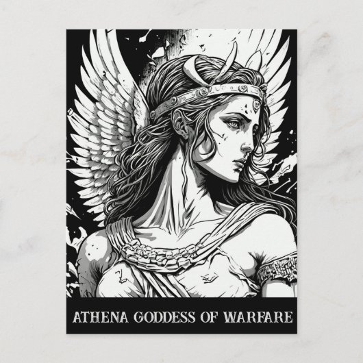 Sketch Art Athena Goddess of Warfare Postcard Postkarte (Vorderseite)