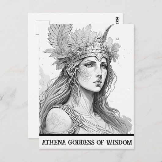 Sketch Art Athena Göttin der Weisheit Postkarte (Vorne/Hinten)