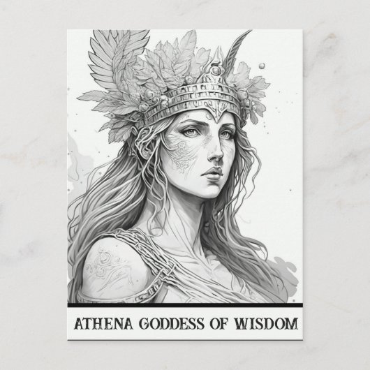 Sketch Art Athena Göttin der Weisheit Postkarte (Vorderseite)