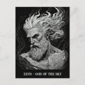 Sketch Art Black and White Zeus God of the Sky Postkarte (Vorderseite)