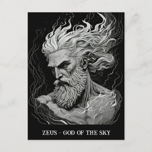 Sketch Art Black and White Zeus God of the Sky Postkarte (Vorderseite)