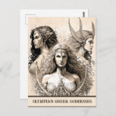 Sketch Art Olympian Griechisch Goddesses Postcard Postkarte (Vorne/Hinten)